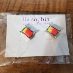 Lia Sophia Earrings New On Card Orange Yellow